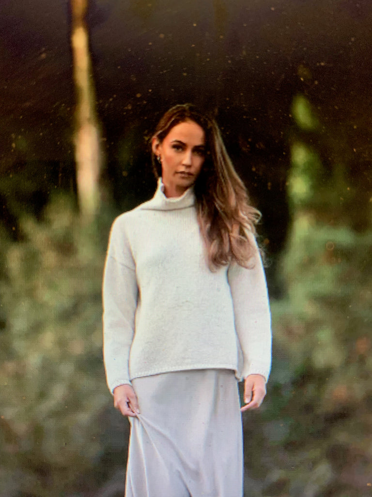 Fisherman Funnel Neck Slouchy Sweater - Merino Wool - SH509Z