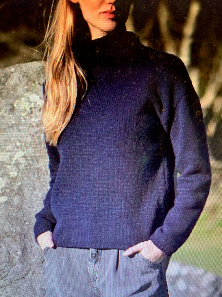 Fisherman Funnel Neck Slouchy Sweater - Merino Wool - SH509Z