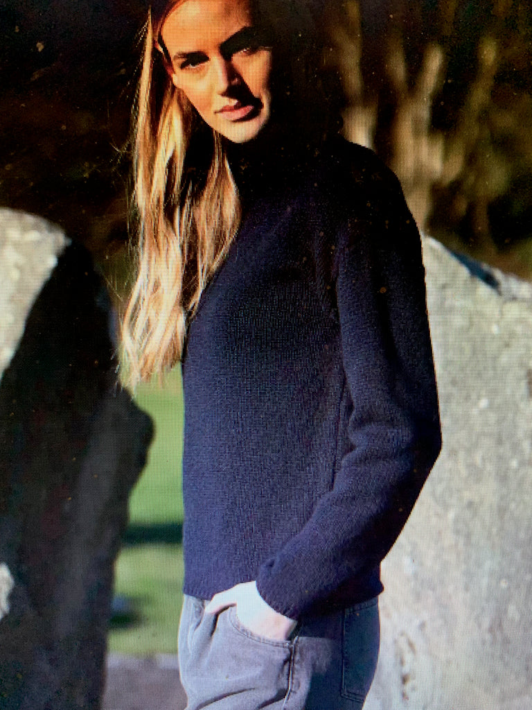 Fisherman Funnel Neck Slouchy Sweater - Merino Wool - SH509Z