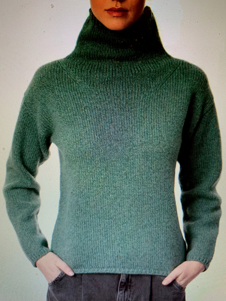 Fisherman Funnel Neck Slouchy Sweater - Merino Wool - SH509Z
