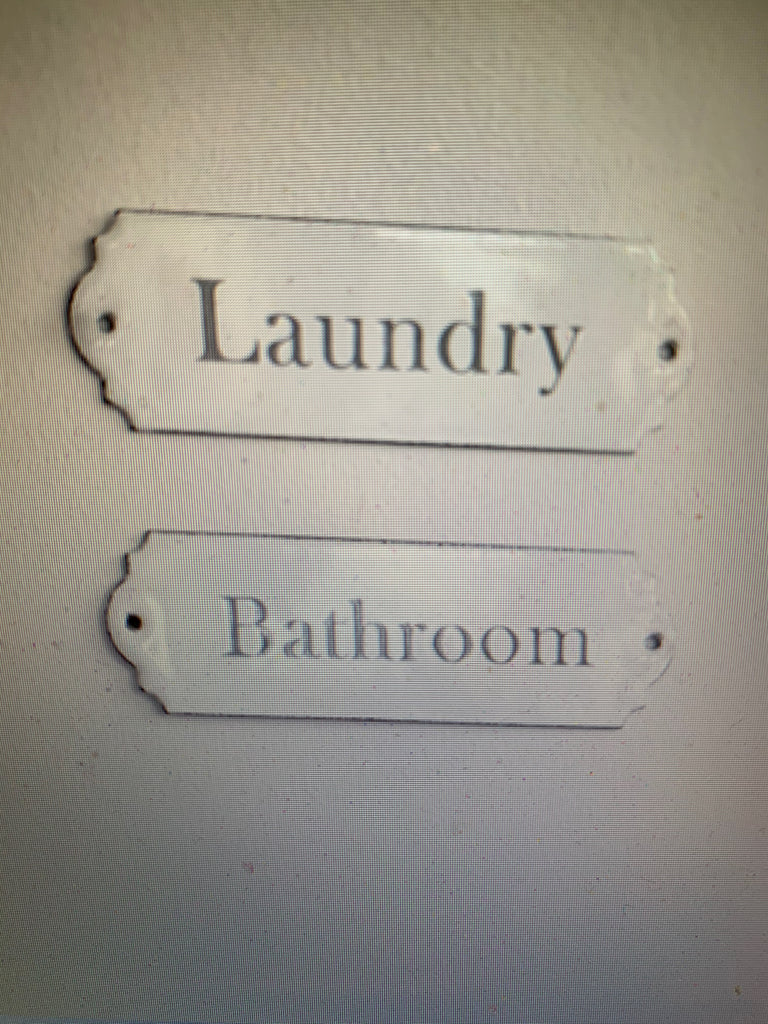 White Enamel Laundry Sign