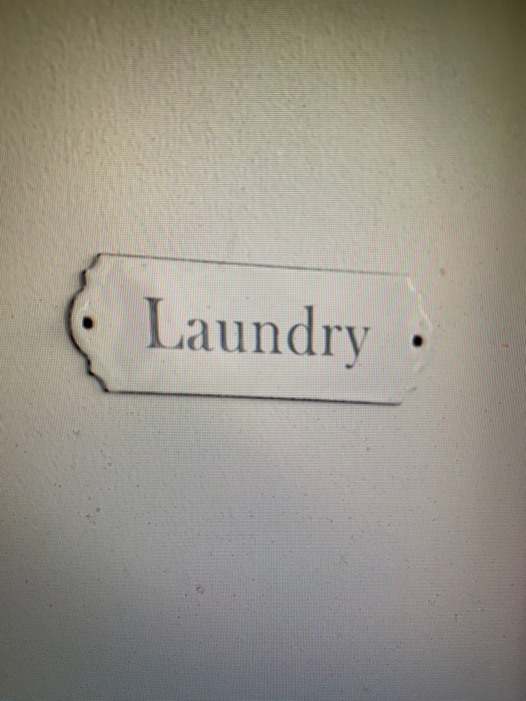 White Enamel Laundry Sign