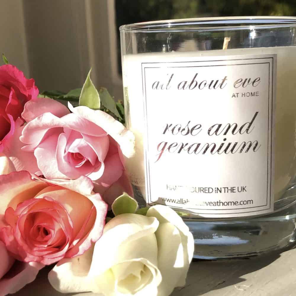 Rose and Geranium Scented Candle